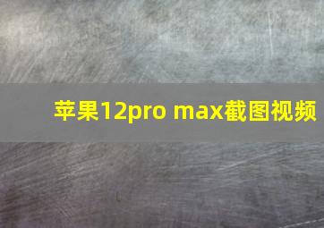 苹果12pro max截图视频